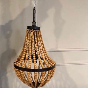 Wood beaded chandelier